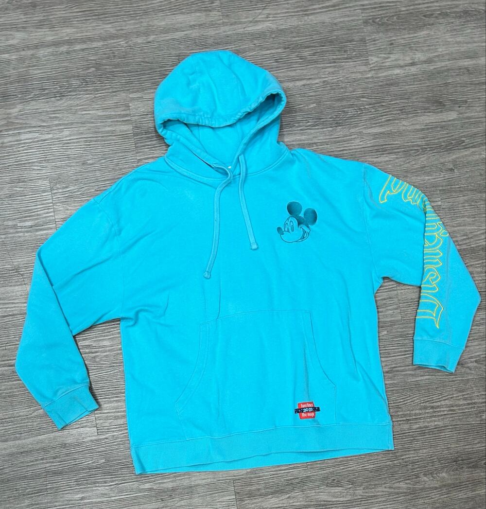 Official Disneyland Resort 2022 Mickey Mouse Light Blue Hoodie Sweatshirt Men XL